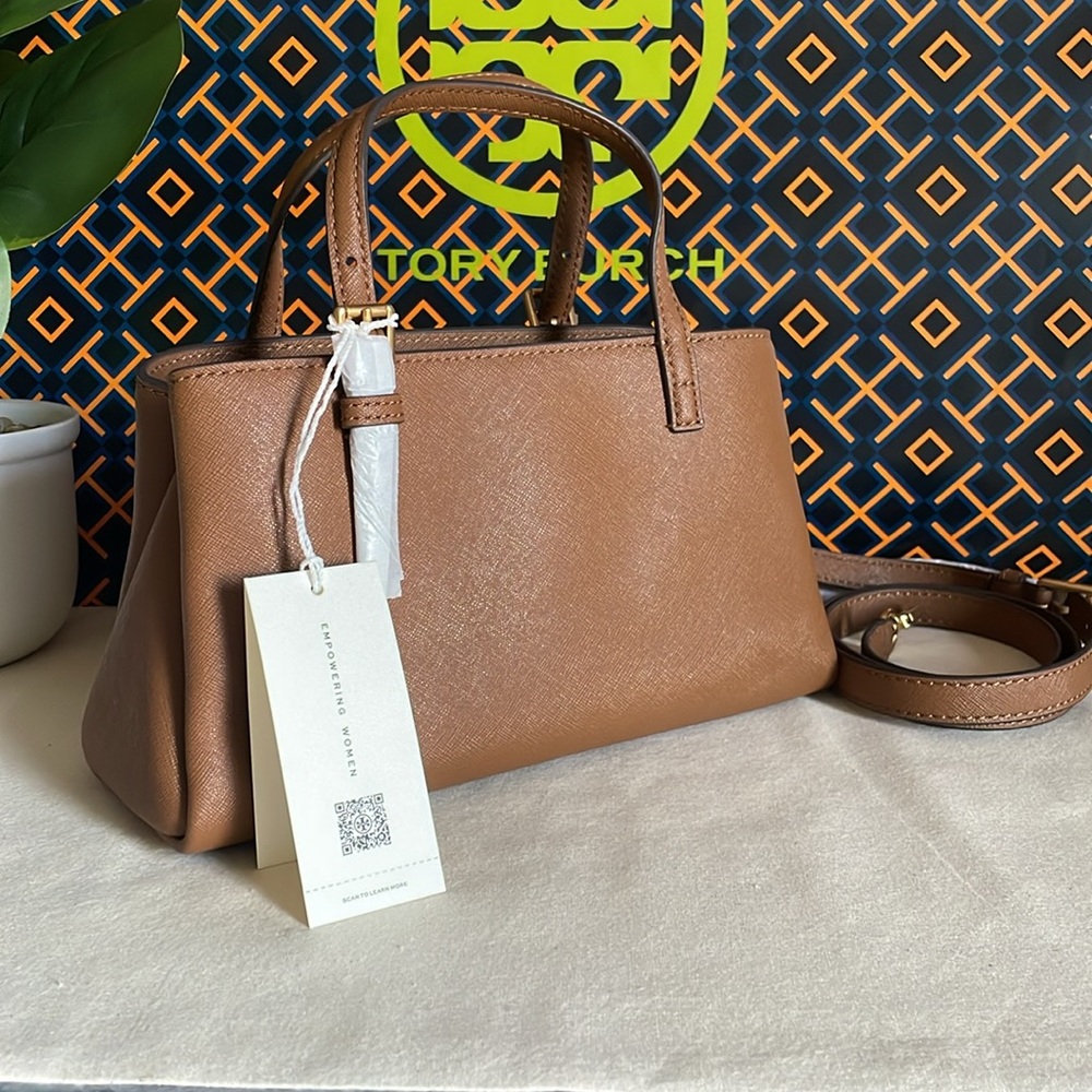 New, tory burch Emerson mini tote crossbody bag in brwon - Picture 5 of 13